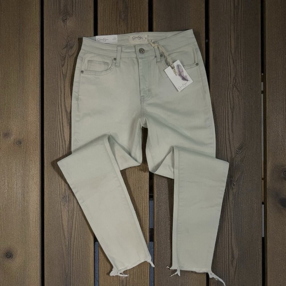 Jessica Simpson Adored High Rise Ankle Skinny Jeans Size 26 Raw Frayed Hems